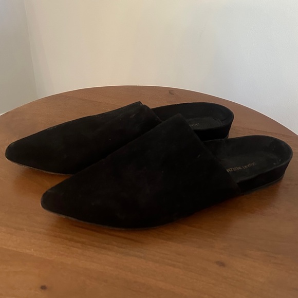 Stuart Weitzman Black Suede Pointed Mules - Picture 1 of 5